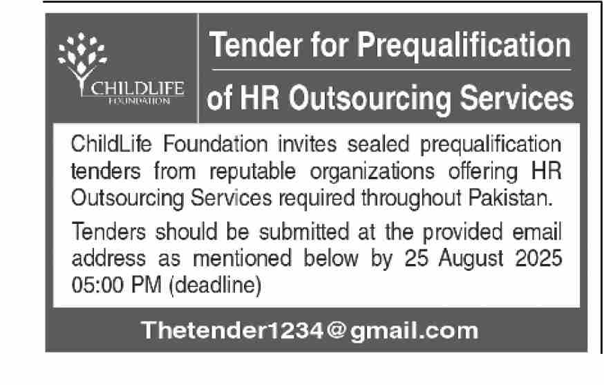 ChildLife Foundation Tender Notice